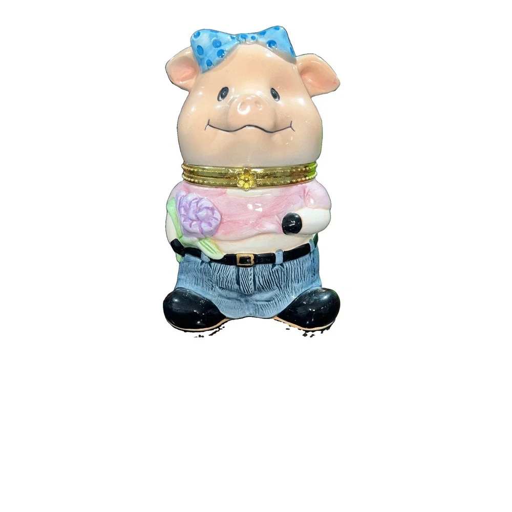 5N36/ vintage piggy jewelry holder